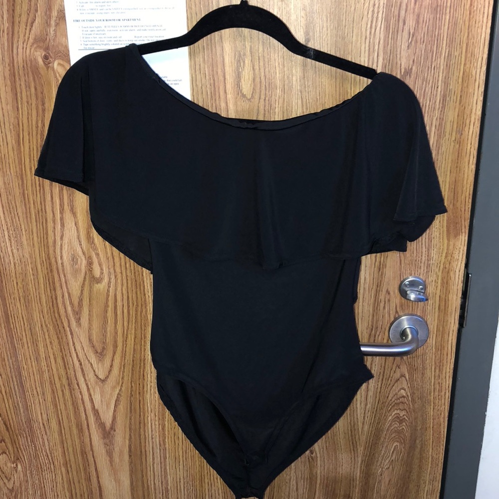Black off the shoulder bodysuit